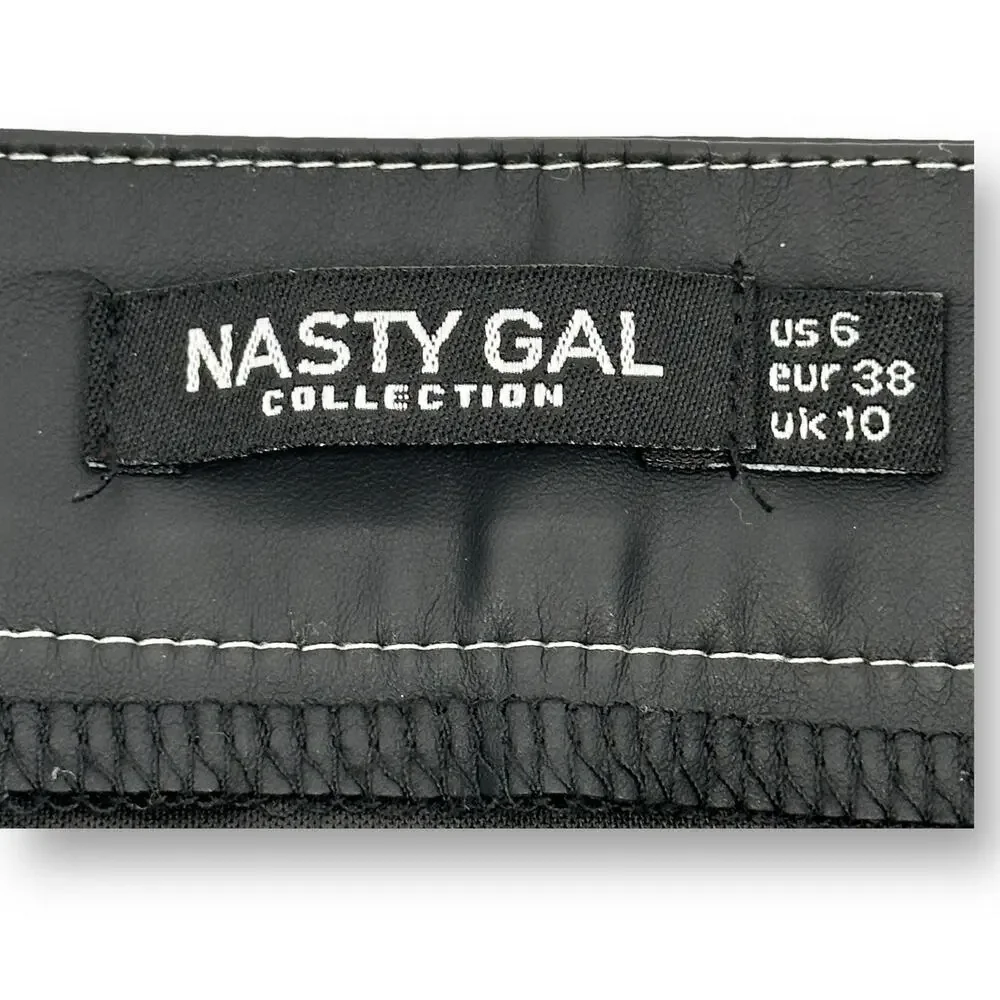 Nasty Gal Faux Leather Cargo Pocket Mini Skirt Womens Size 6 Black